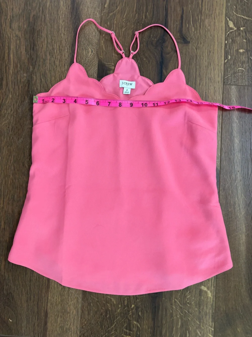 J Crew Bright Pink Scalloped V Neck Crepe Camisole Size 2